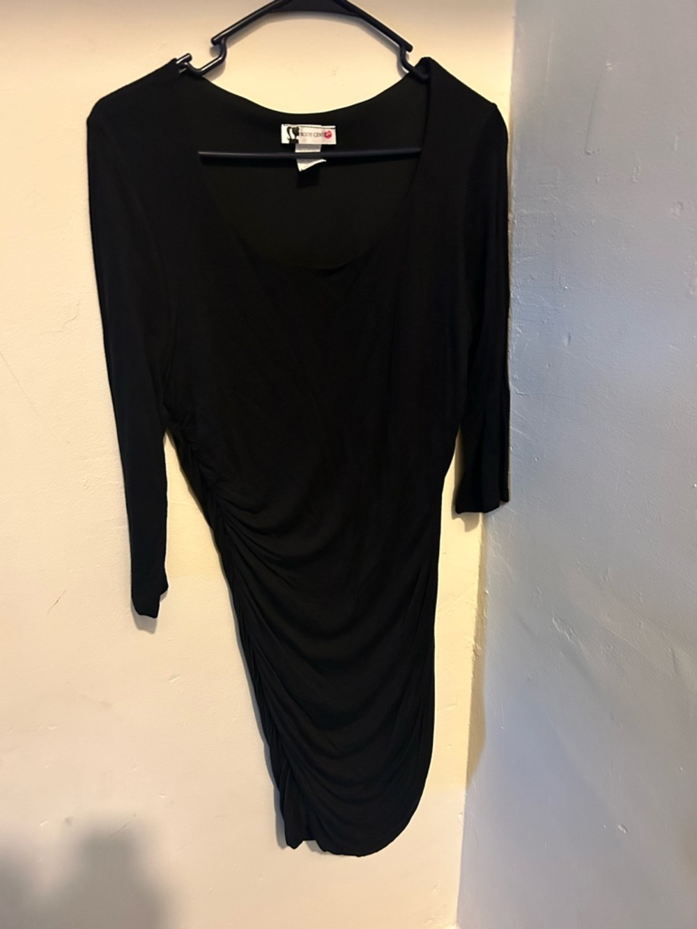 Body Central Black Long Sleeve Ruched Midi Dress